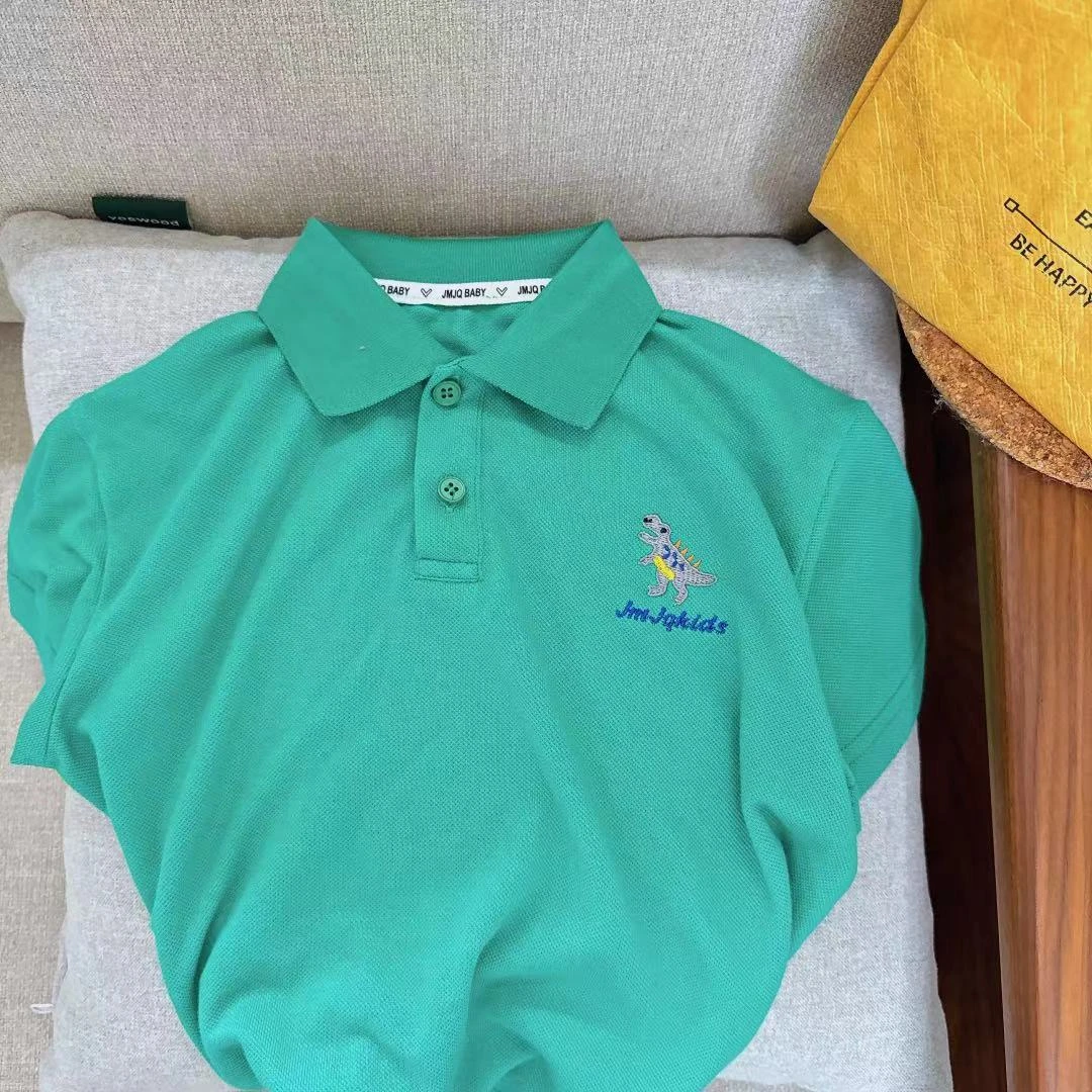 【JMJQ 20775】夏季薄款韩版中小童珠地POLO恐龙刺绣翻领短袖上衣