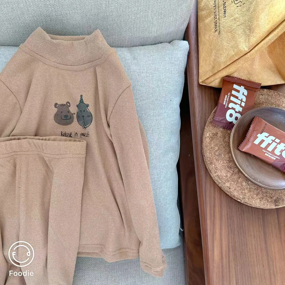 【JMJQ 201073】暖冬款舒适居家打底印花贴身睡衣半高领家居服套装