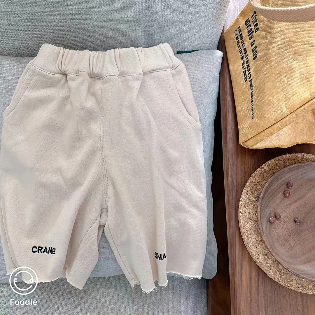 【JMJQ 20362】 夏季夏款中小童韩版毛边针织运动儿童宽松中裤百搭