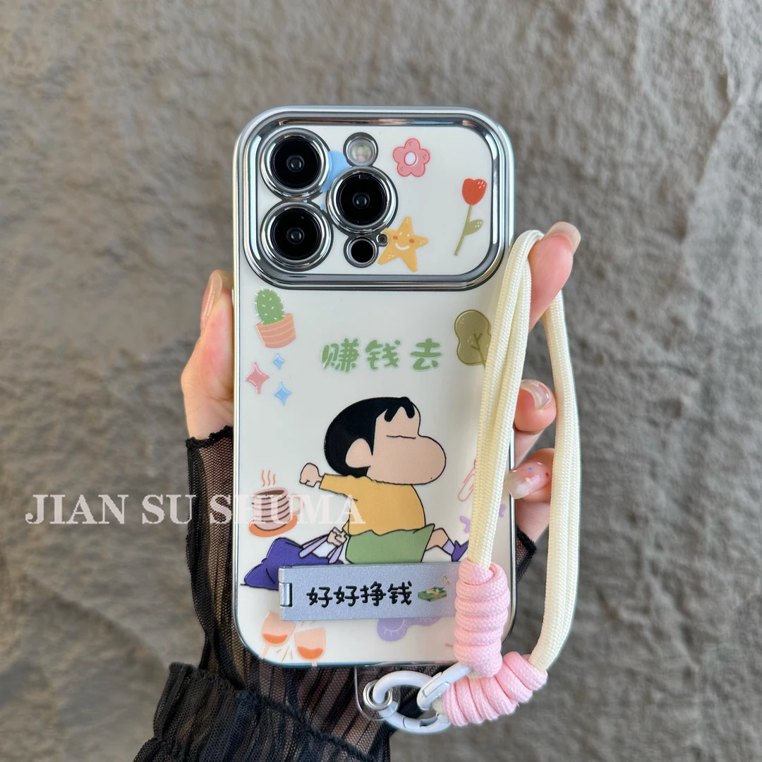 赚钱去小新适用苹果15/华为/vivo/oppo/小米电镀大视窗防摔手机壳