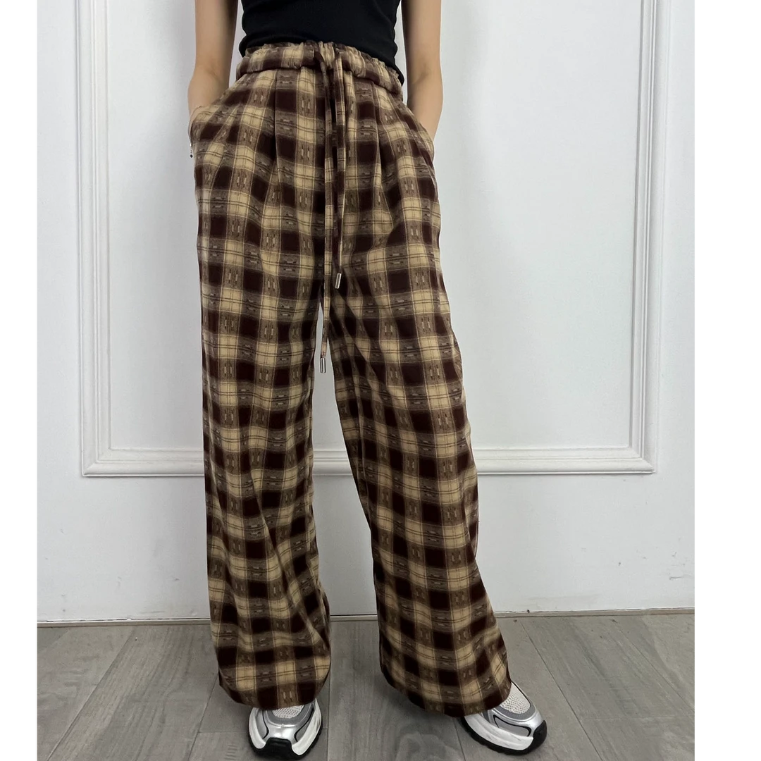 co nice格子裤休闲宽松显瘦百搭复古格纹