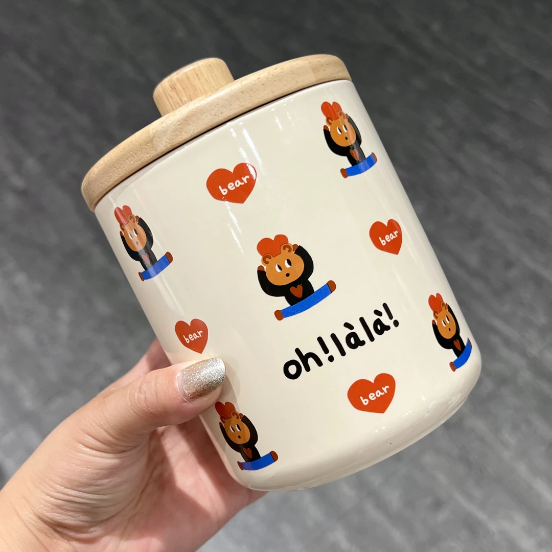 【东泰】出口高货 可爱爱心小熊4.5英寸储物罐密封罐亮光款