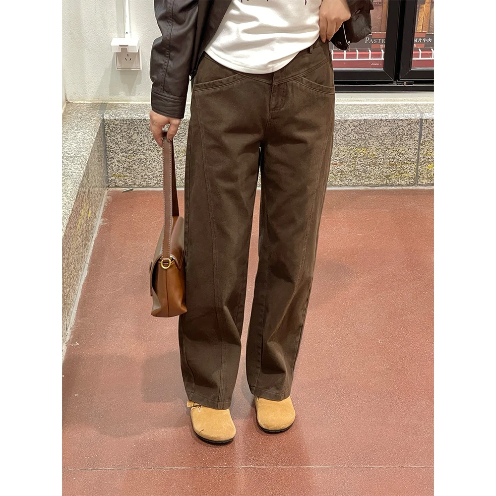 WenWen小个子秋冬新款水洗牛仔休闲显瘦窄版直筒裤高腰时尚裤2287