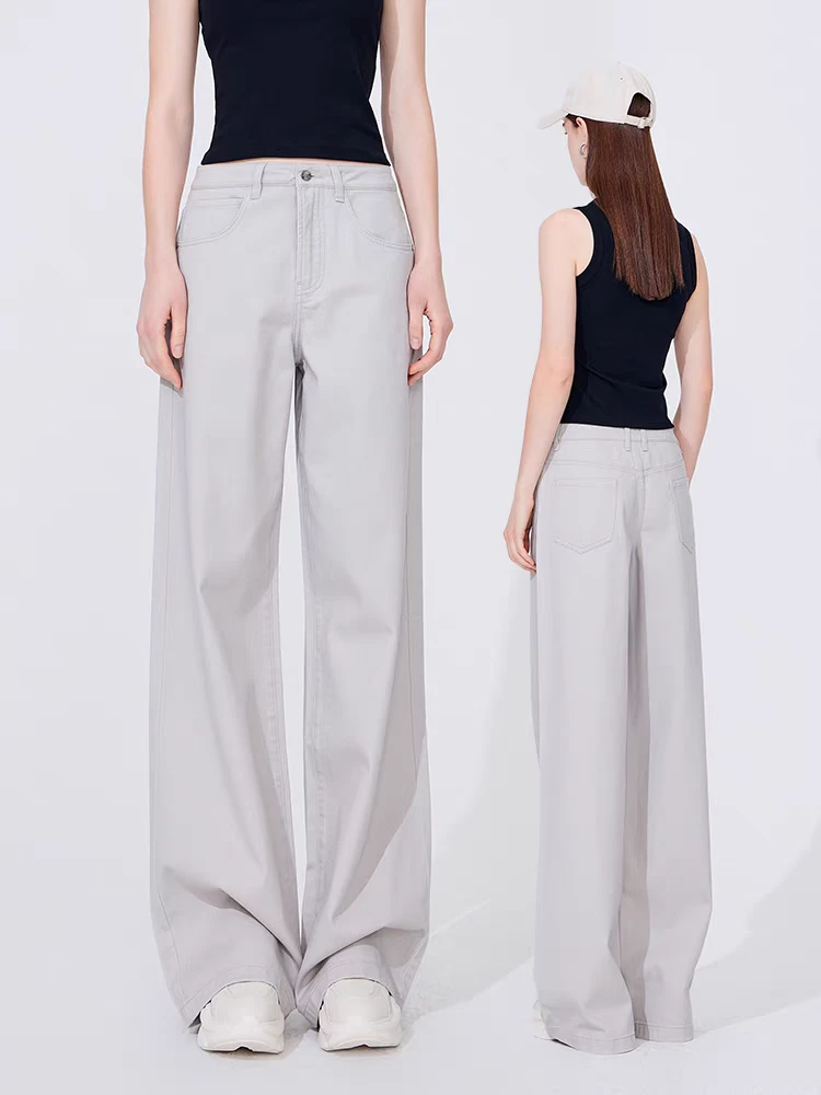 7202#白色牛仔阔腿裤