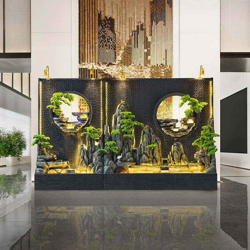 宝潭假山流水客厅背景墙办公室屏风隔断户外庭院花园造景