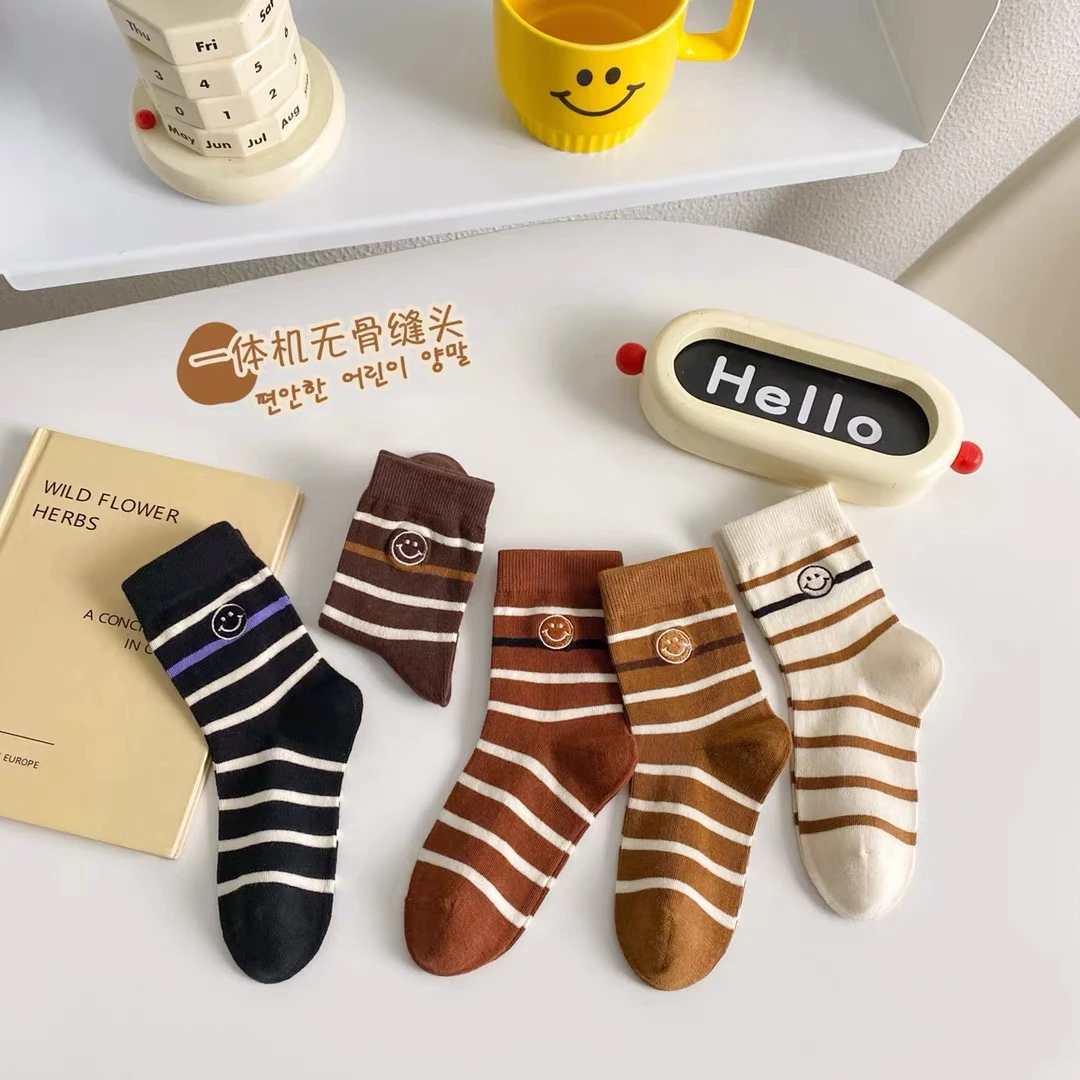 24ss012 十双男宝休闲条纹韩系刺绣儿童袜