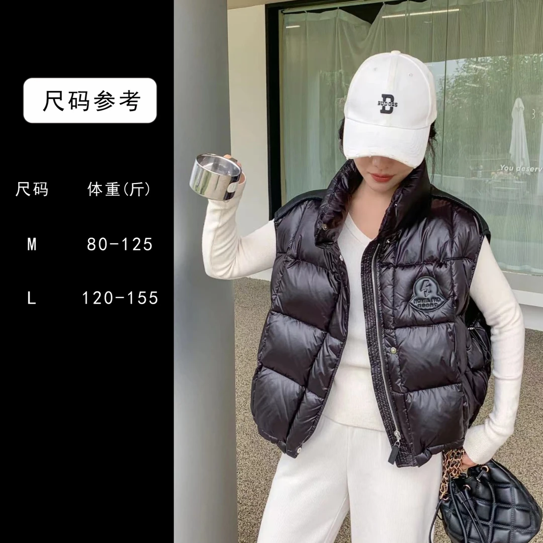 H-152-羽绒马甲2023年秋冬新款立领拼皮小个子短款无袖外套XL2319