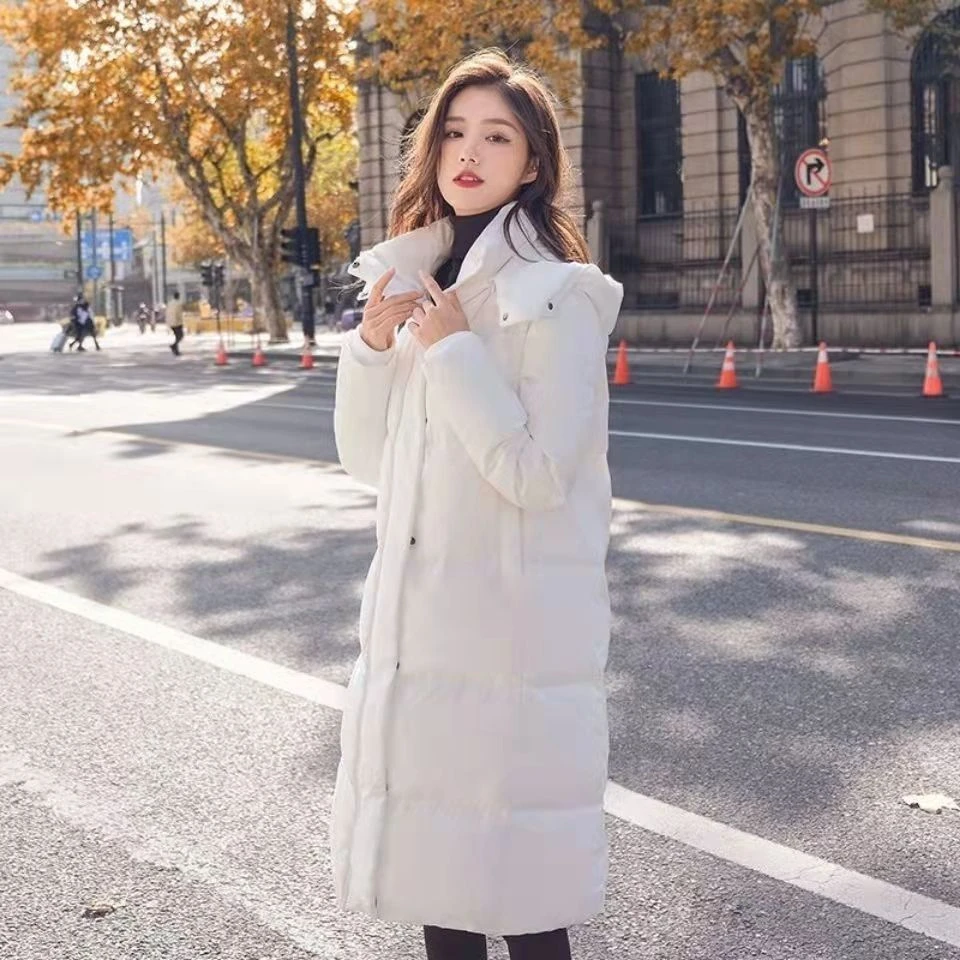 2023年新款爆款小个子羽绒服女中长款过膝加厚简约白鸭绒冬季外套