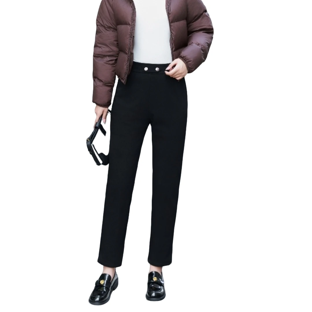 【洋玉服饰】高腰修身鹅绒裤女士冬季保暖加厚黄金蚕百搭烟管裤