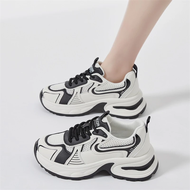 YEARCON/意尔康新款女士老爹鞋厚底增高百搭鞋显脚小软底软面女鞋