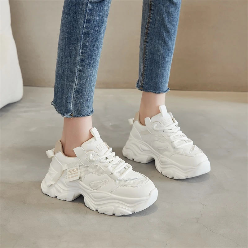 YEARCON/意尔康2025春季女士老爹鞋厚底网面潮款网红时尚百搭透气