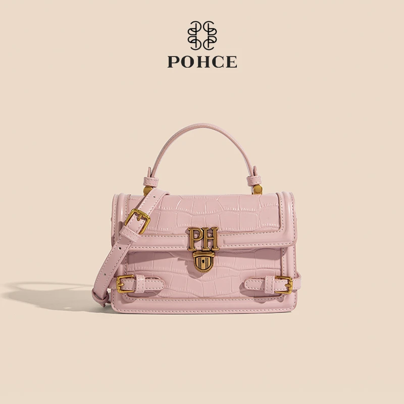 【POHCE】 复古小方包手袋单肩斜跨包时尚百搭鳄鱼纹手提包510PH