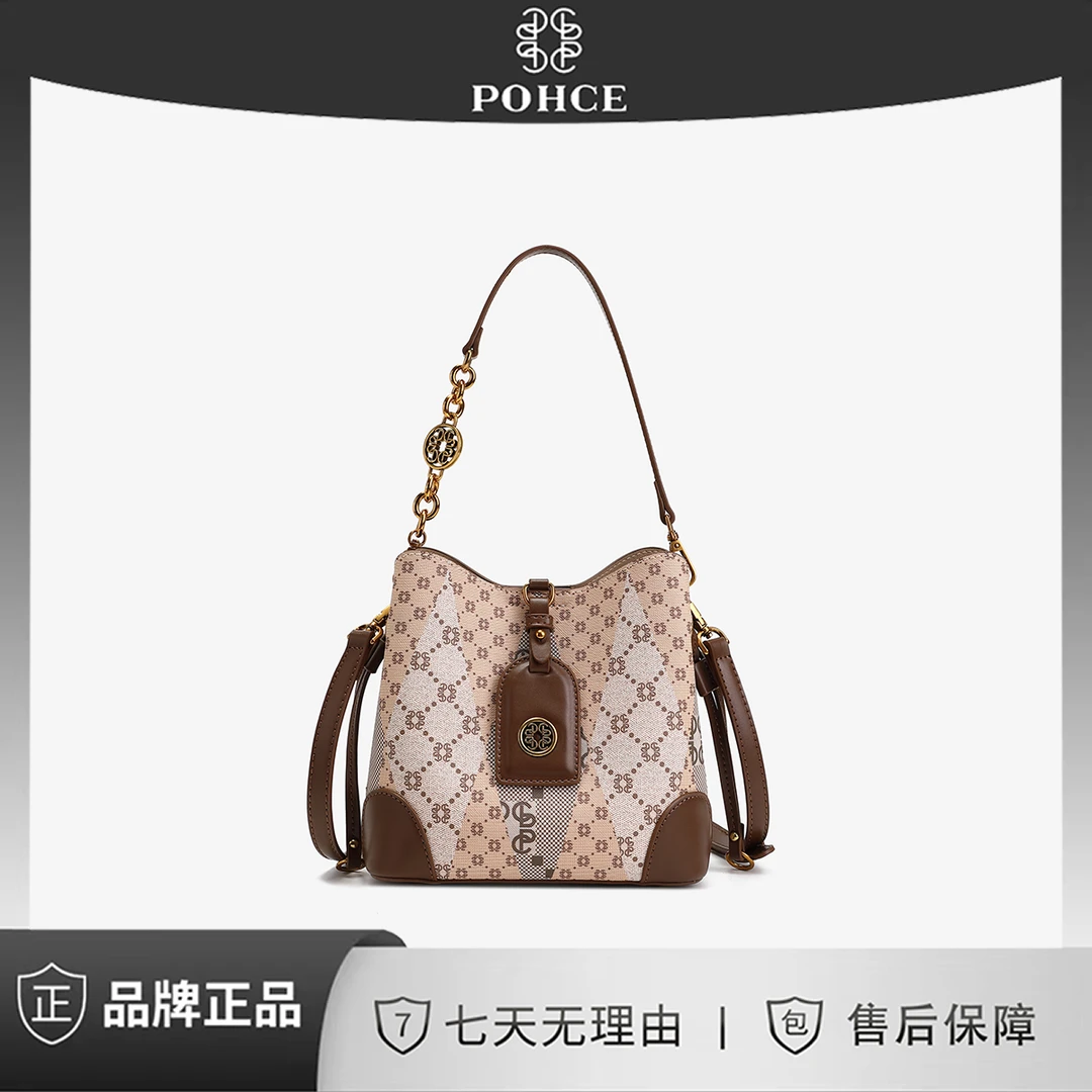 POHCE正品女包/匠心独运抽绳挎包斜挎单肩手提包24231
