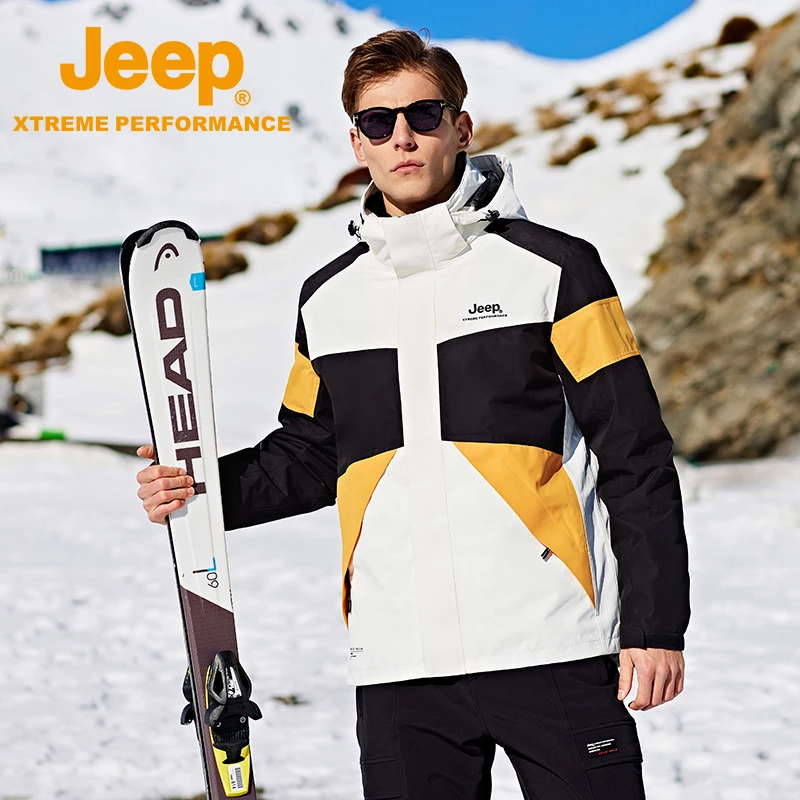 JEEP/吉普户外拼接色活力男式抓绒三合一冲锋衣J142094082