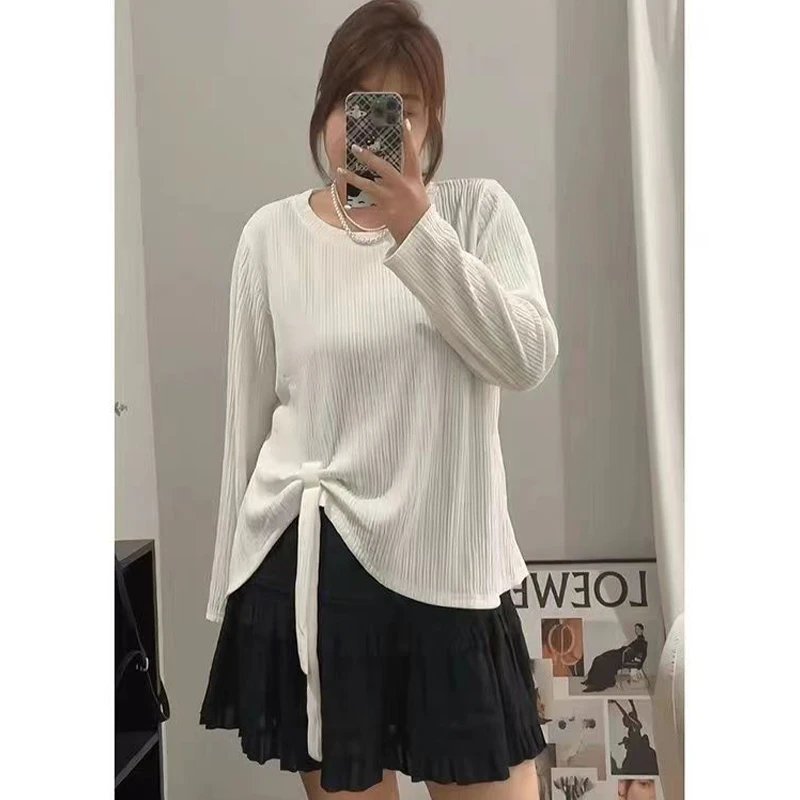 2025秋季大码女装长袖大码胖mm独特漂亮小衫美式复古t恤冬天女士