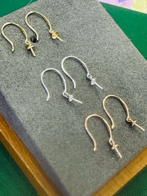 18k加厚耳饰配件时尚百搭2025年厚金珠托耳勾素款简约0.65~0.7