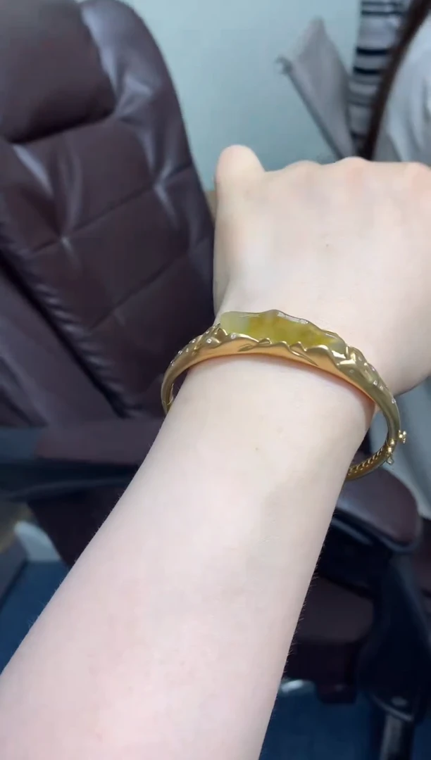 【闪购商品】翡翠手镯18K金镶嵌691-中国好珍宝