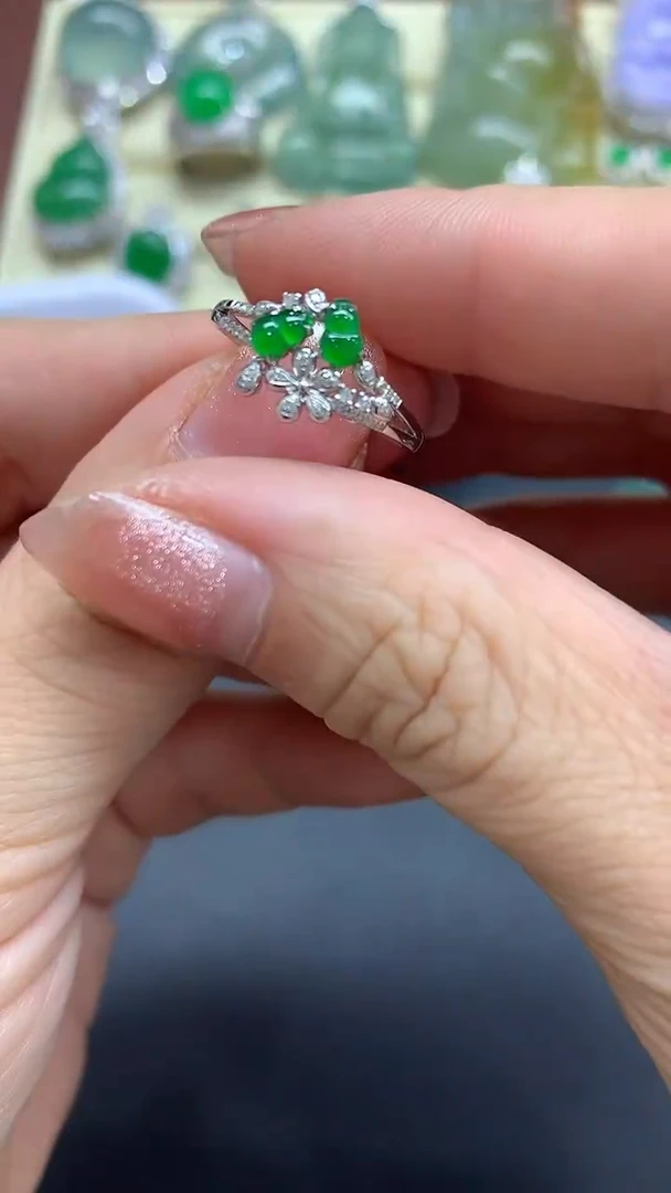 【闪购商品】翡翠戒指18K金镶嵌711-多人