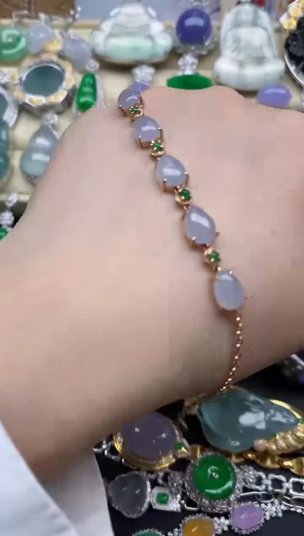 【闪购商品】翡翠手链18K金镶嵌572-中国好珍宝