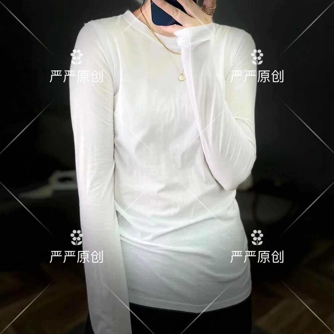 蔻凡洛【新宠匹马棉】经典百搭圆领净版长袖T恤S1017