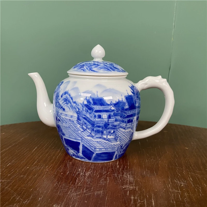 【九茗珍藏】重工亭台楼阁壶  手工手绘  景德镇茶具
