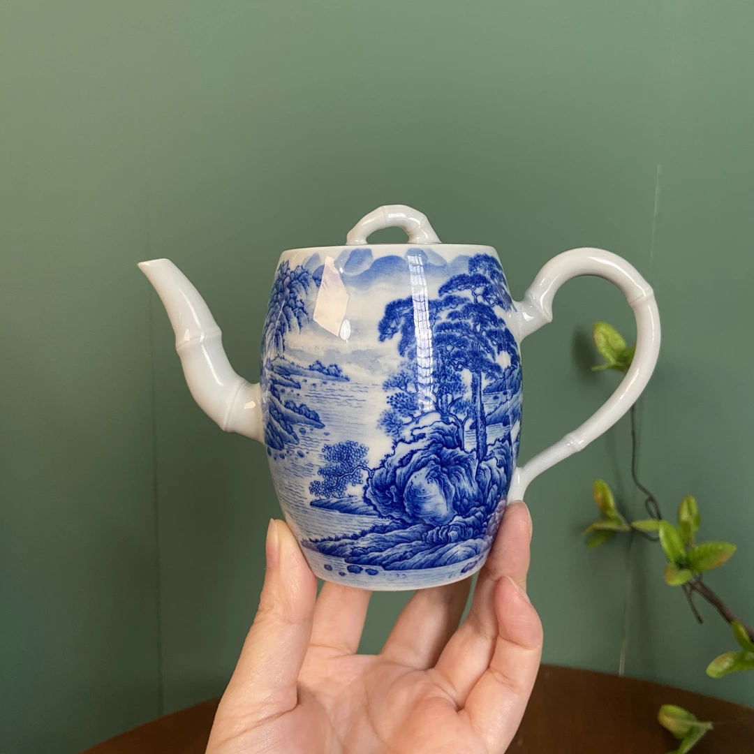 【九茗珍藏】溪山无尽山水壶  手工手绘  景德镇茶具 230cc