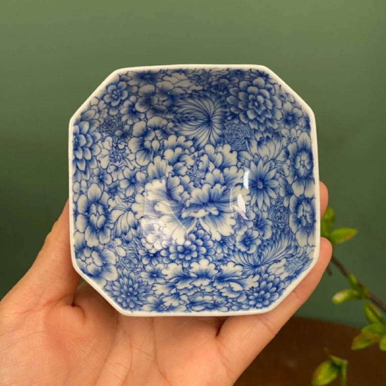 【陶月楼】万花满绘方器杯手工手绘景德镇茶具容量80毫升