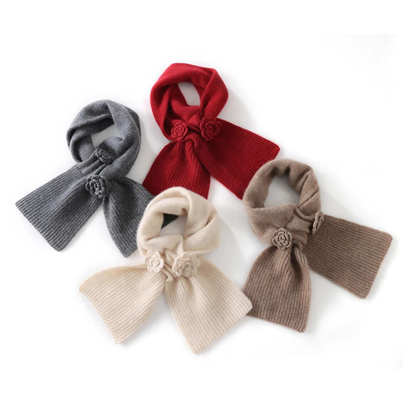 10122 满意度高的纯山羊绒围巾 双层加厚玫瑰花围脖 时尚保暖