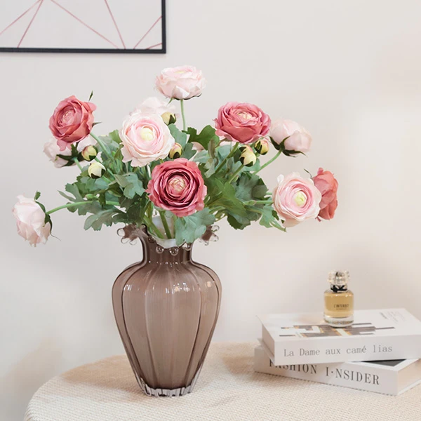 植绒露莲仿真花假花室内客厅装饰花摆件餐桌花摆设花干花花束插花