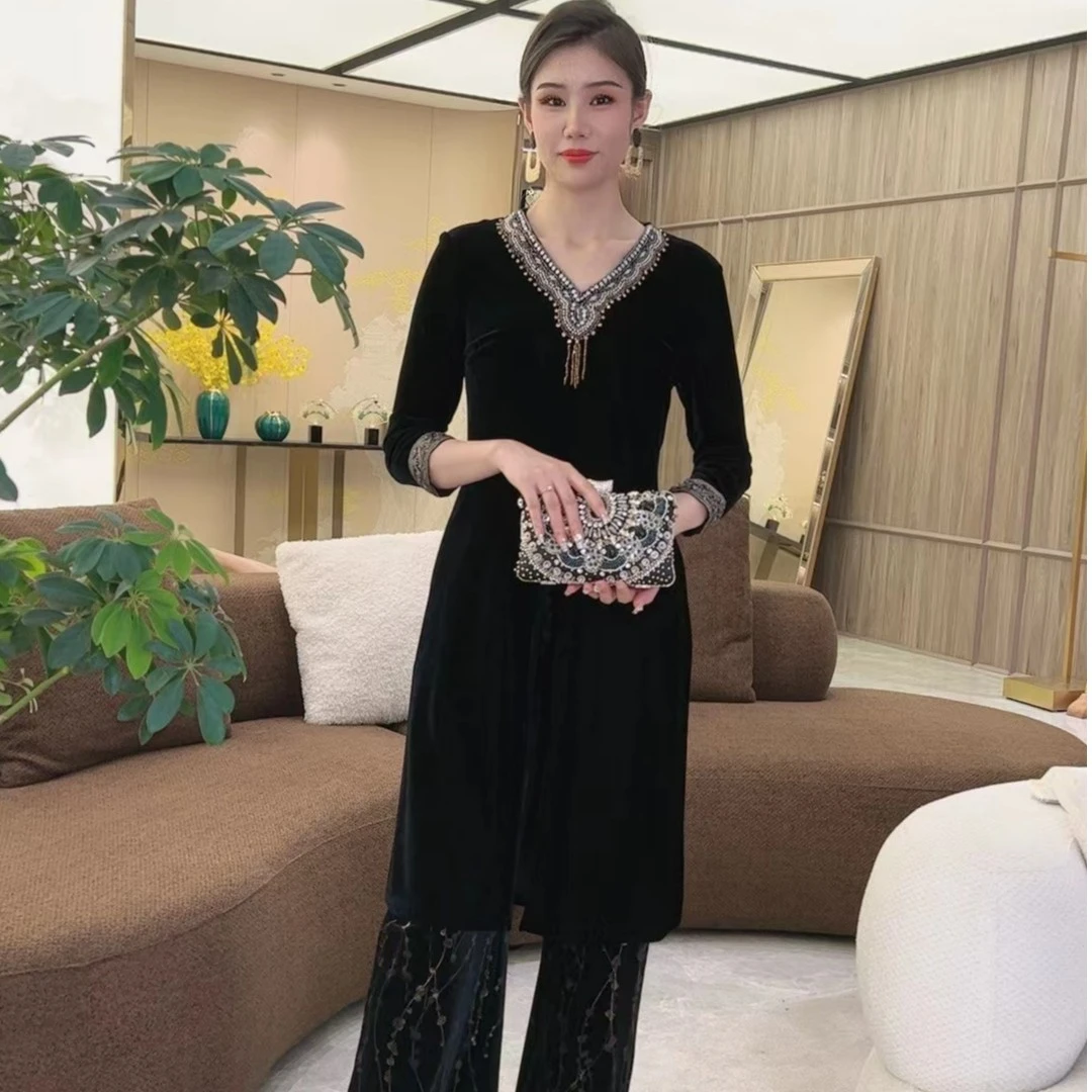 【熹凤斎原创】2024秋冬新款新中式改良奥黛国潮套装