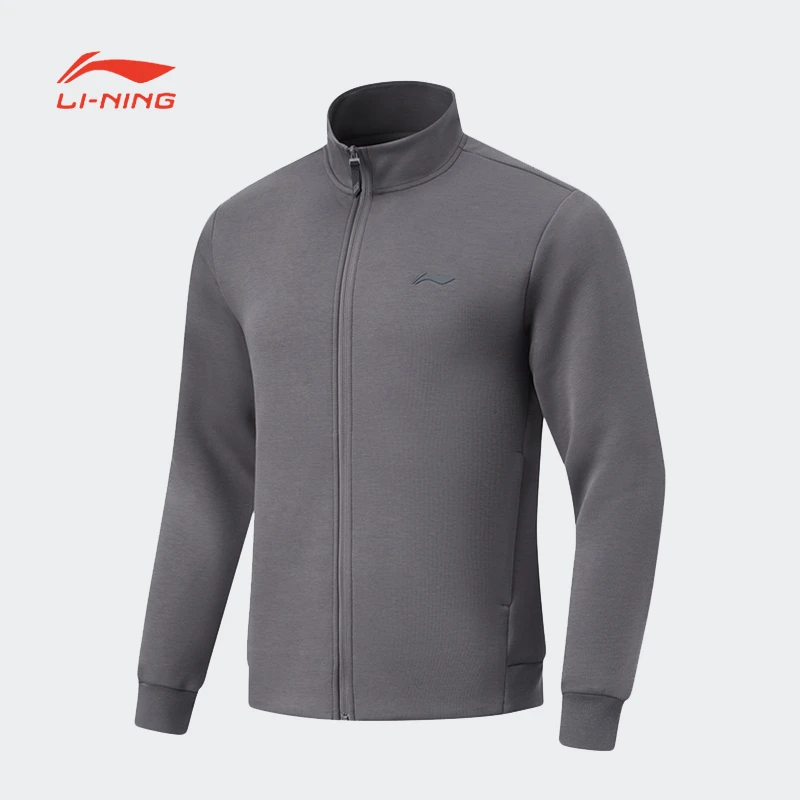 李宁男子跑训系列秋冬季防风保暖经典百搭开衫无帽卫衣AWDT799