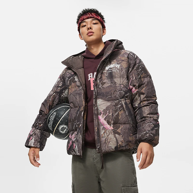 李宁反伍BADFIVE男子篮球系列防泼水保暖个性时尚短羽绒服AYMT141