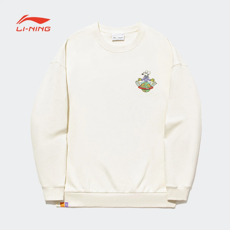 中国李宁系列卫衣男冬时尚舒适宽松休闲套头无帽卫衣AWDTD09-B品