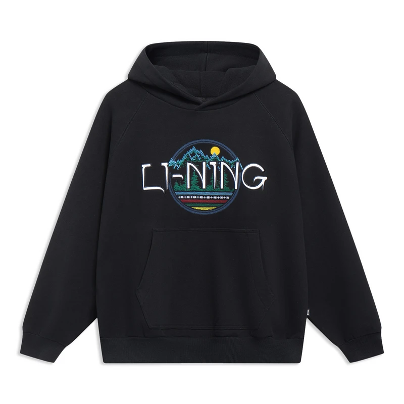 中国李宁男女款套头连帽卫衣棉质宽松柔软舒适运动服AWDT257-B品
