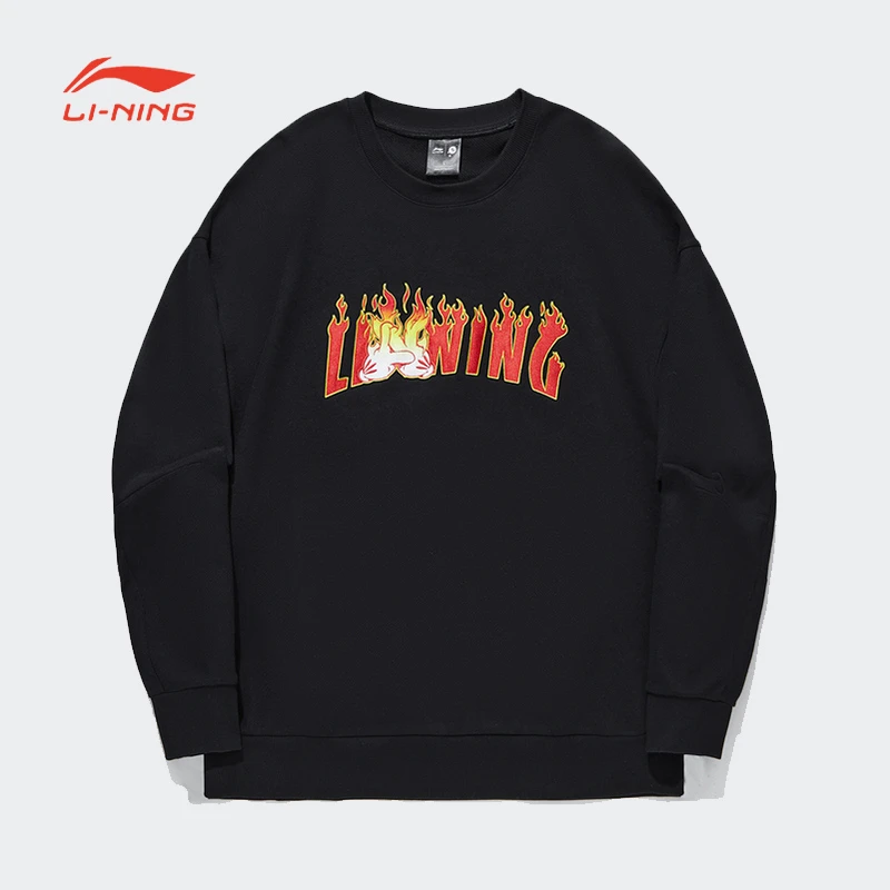 中国李宁系列男女同款套头无帽卫衣秋季新款圆领运动服AWDT727