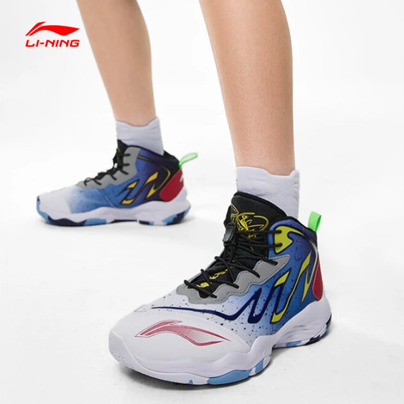 李宁男童篮球鞋李宁云缓震回弹中高帮舒适耐磨大童运动鞋YKBT010