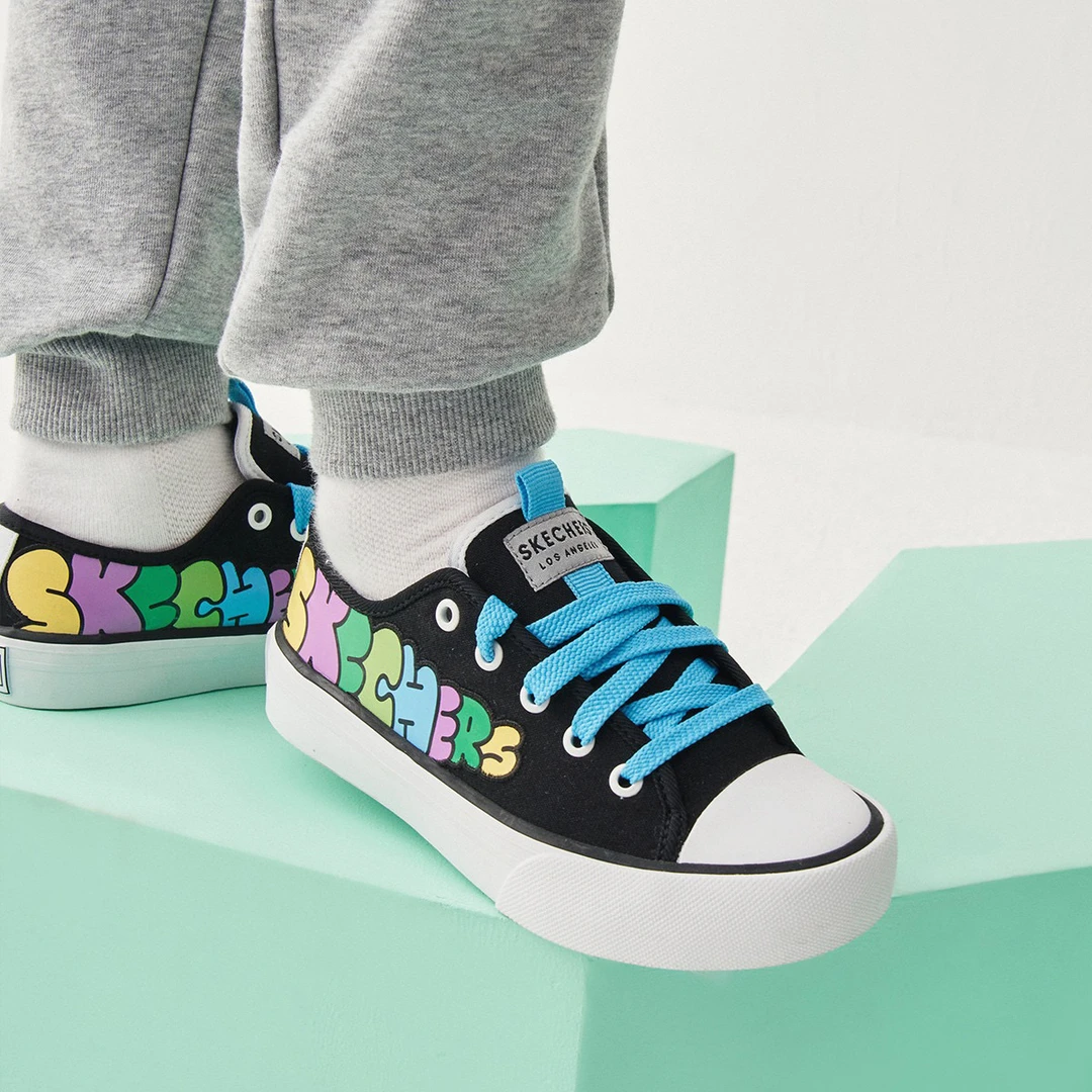 SKECHERS/斯凯奇男女大童时尚潮流休闲百搭印花帆布鞋664189L