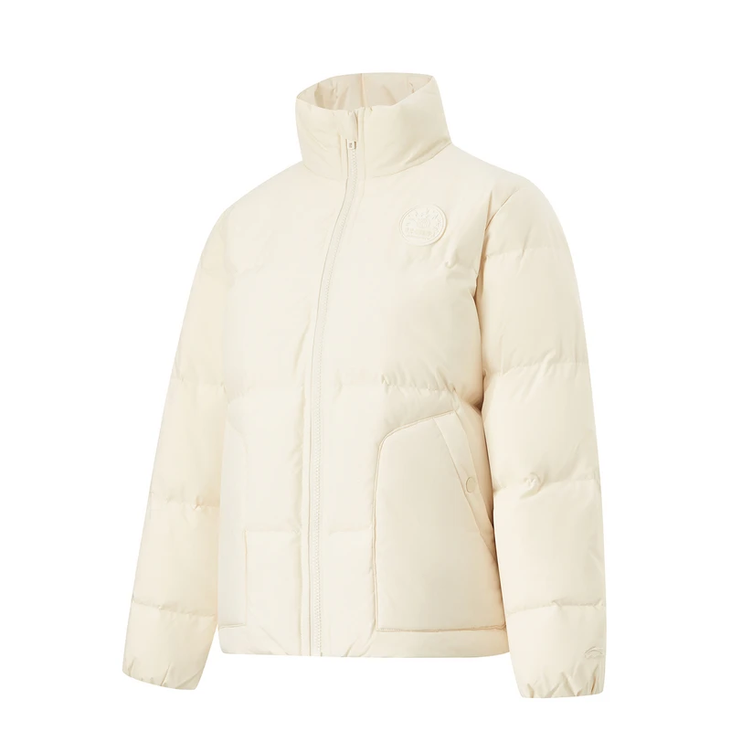 李宁运动潮流系列女子冬季时尚保暖宽松舒适短羽绒服AYMT202