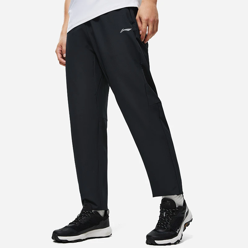 李宁运动裤男秋季健身系列舒适透气简约常规运动长裤AYKT833--B品