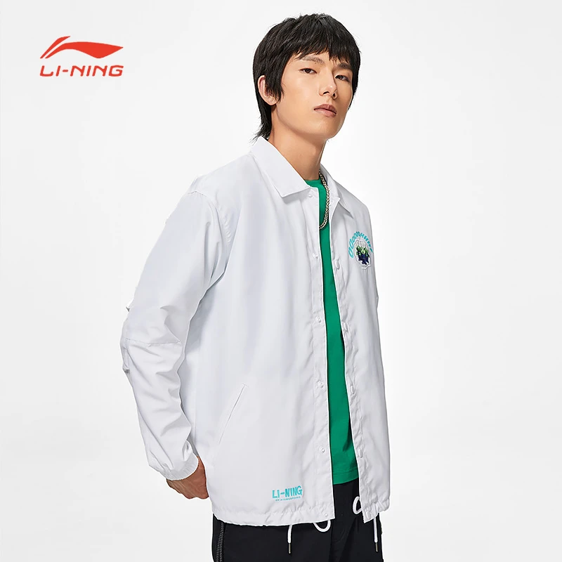 李宁风衣男秋滑板系列舒适时尚宽松透气运动休闲外套AFDS459-B品