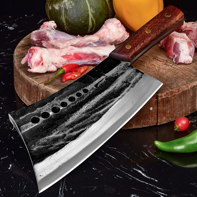 【猛铬】家用菜刀中式厨房刀具实木手柄加厚加重砍骨刀酒店厨师用刀