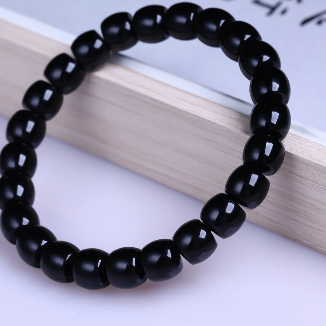 小邓世家黑玛瑙文玩珠宝男款女款手串手链直切单圈时尚简约百搭