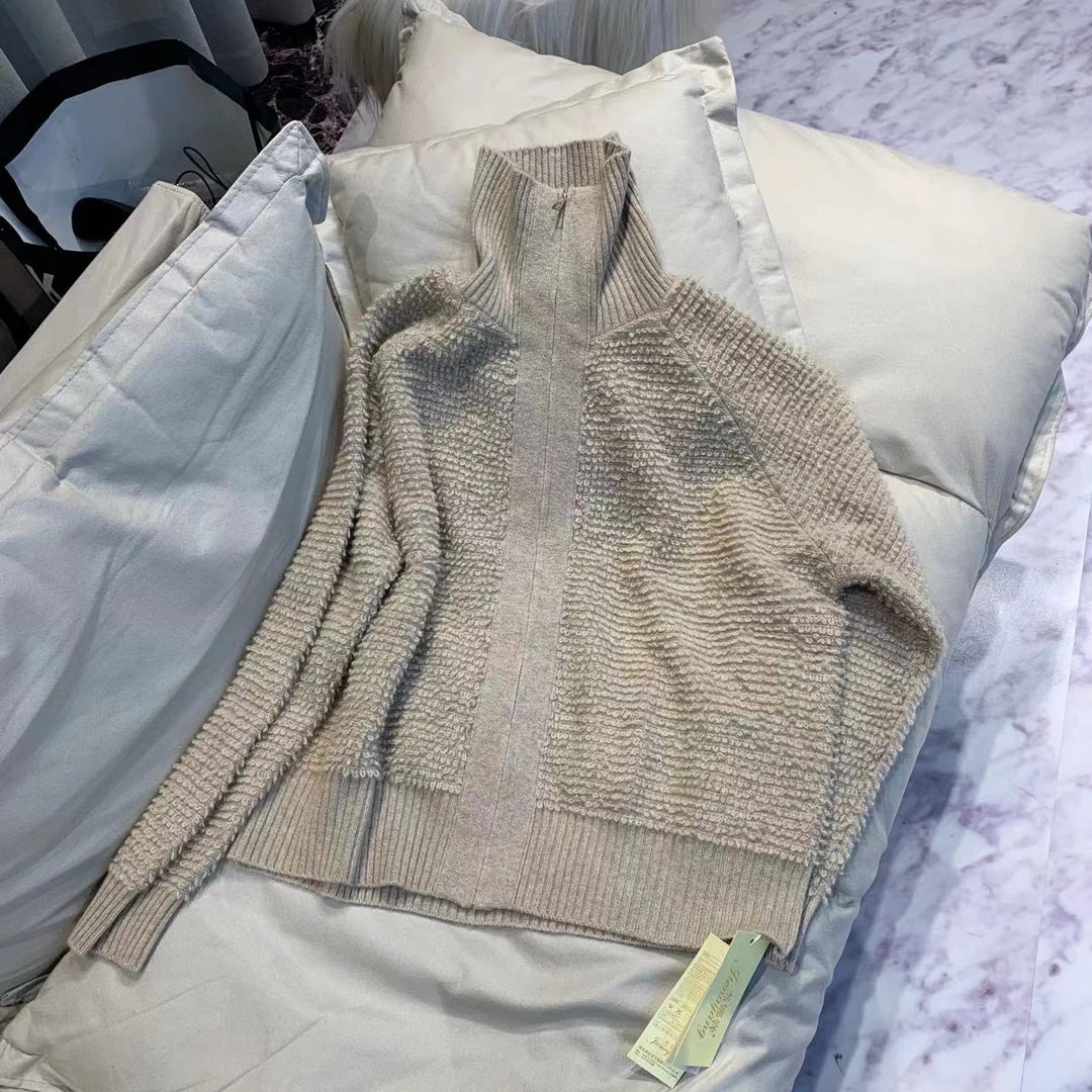 JIE NA YANG轻奢231396时尚气质百搭全身圈圈绒纯羊绒开衫