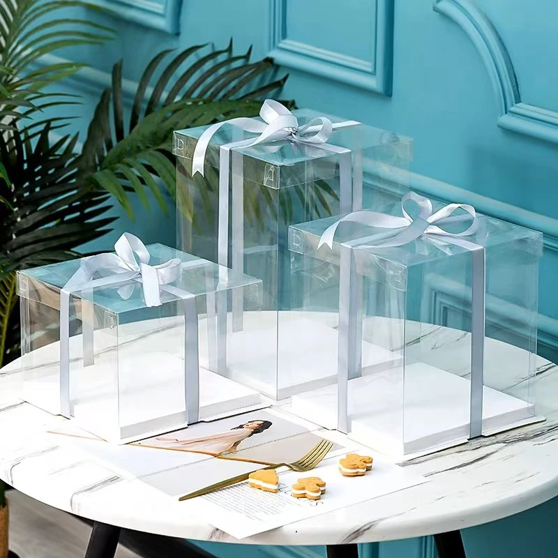 网红全透明生日包装盒4寸6寸8寸10寸12寸14寸透明蛋糕盒透明