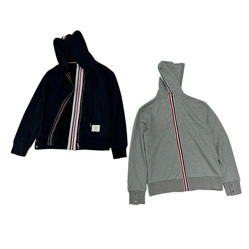 秋冬W016TB风渣渣辉同款全棉拼织带修身连帽开衫卫衣男士情侣款爆