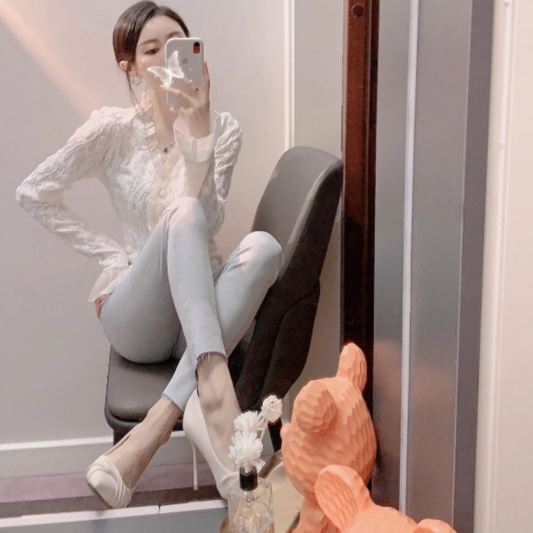 春秋季新款白色小香风衬衫气质名媛高级感法式轻奢上衣蕾丝衫女