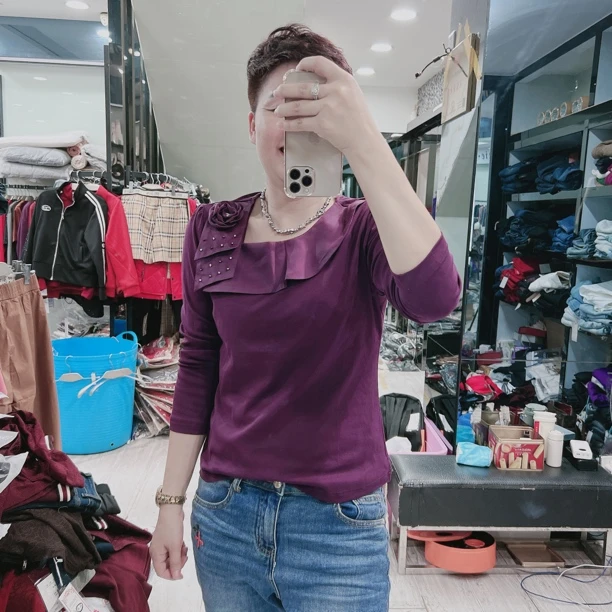 早秋新款歪领子3色一朵花气质上衣8816品