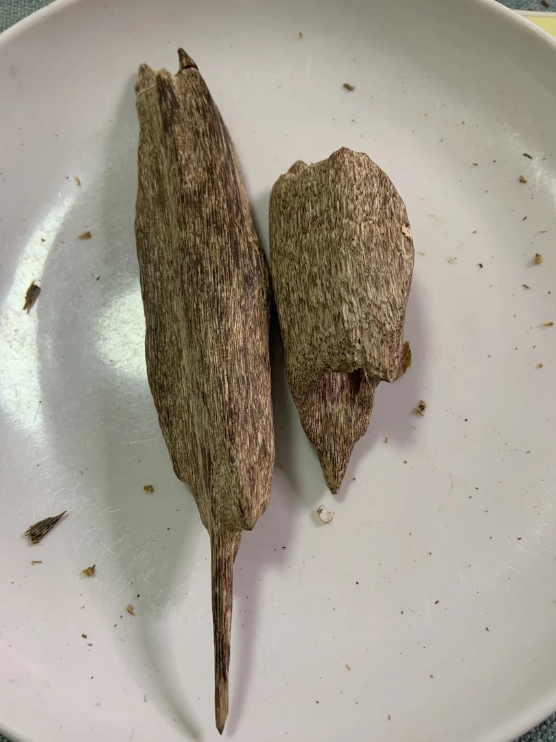 天然沉香虫漏手把件22克