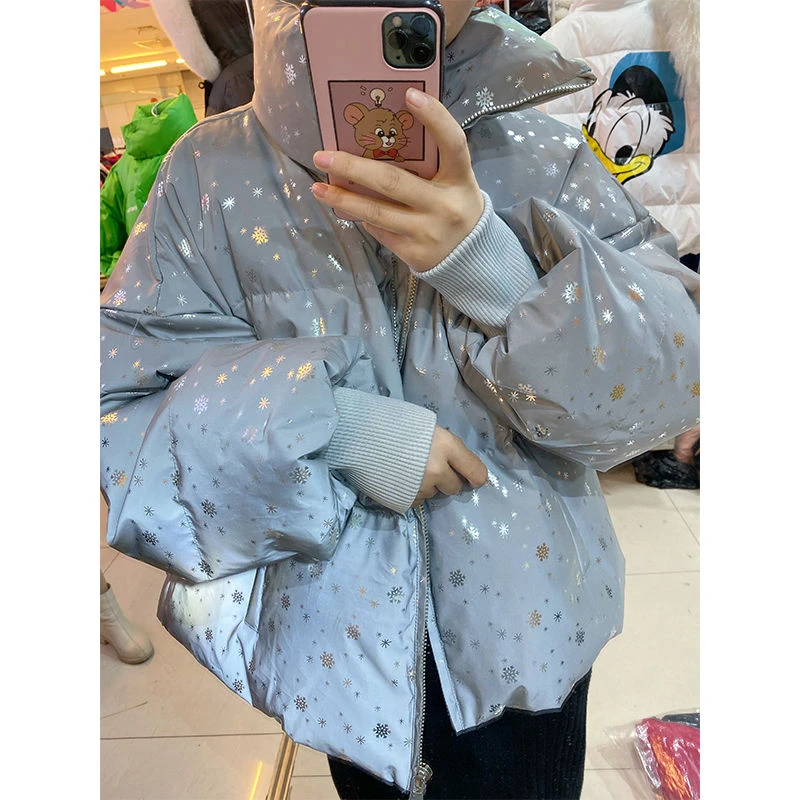 嘉维斯羽绒服冬季韩版2023新款亮闪闪宽松洋气面包服长袖羽绒服外