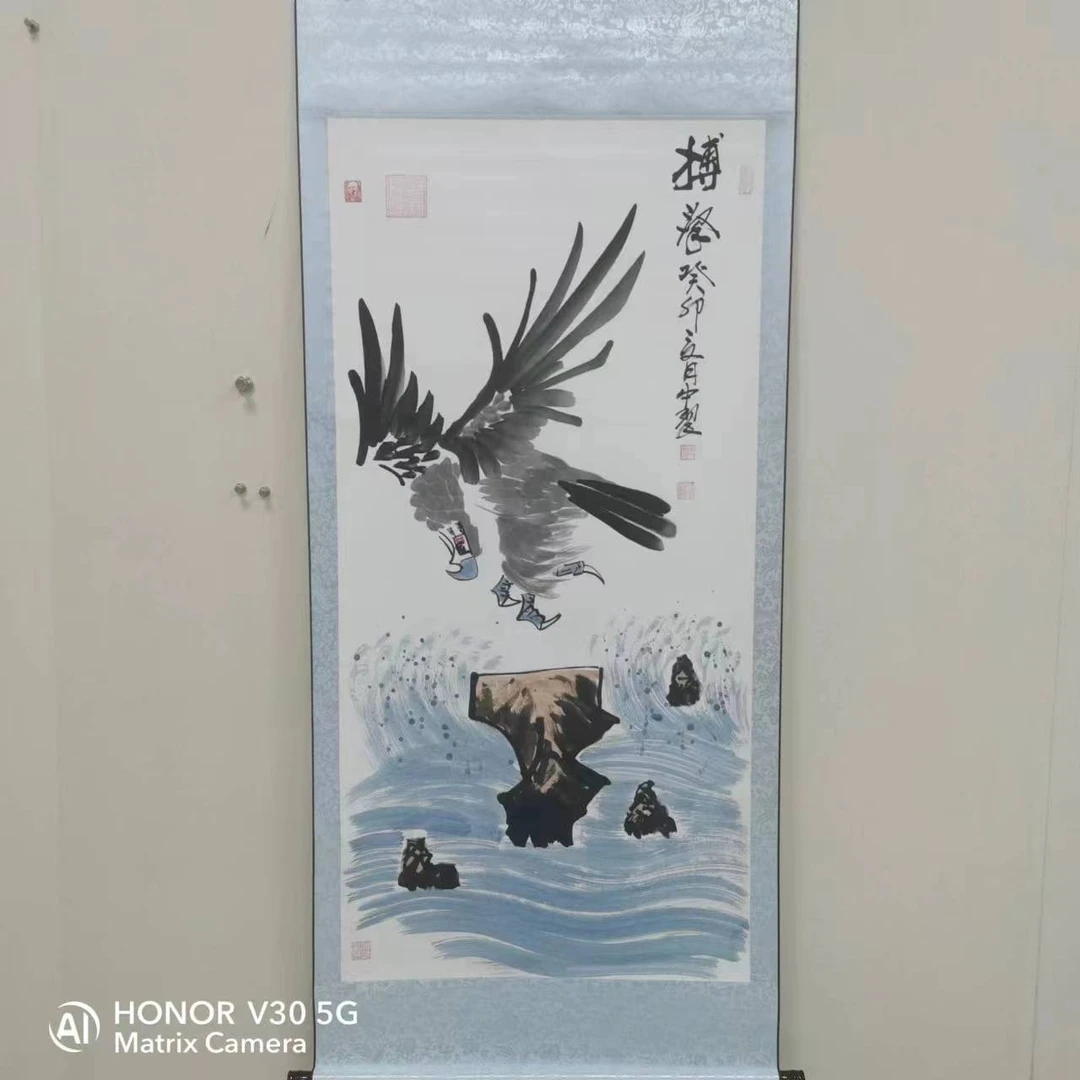 孙中翠老师 绘画作品《搏击》国画艺术收藏绘画